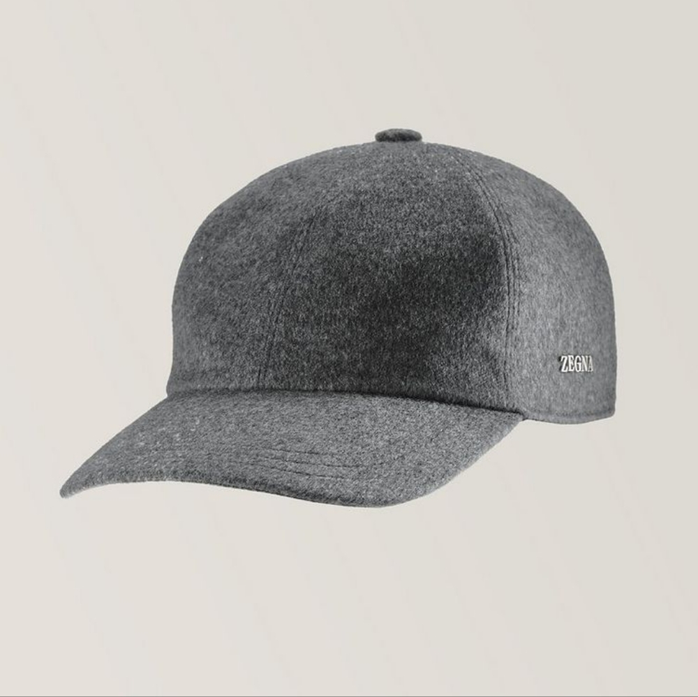 ZEGNA Logo Embroidered Metallic Cashmere Baseball Cap Size small
